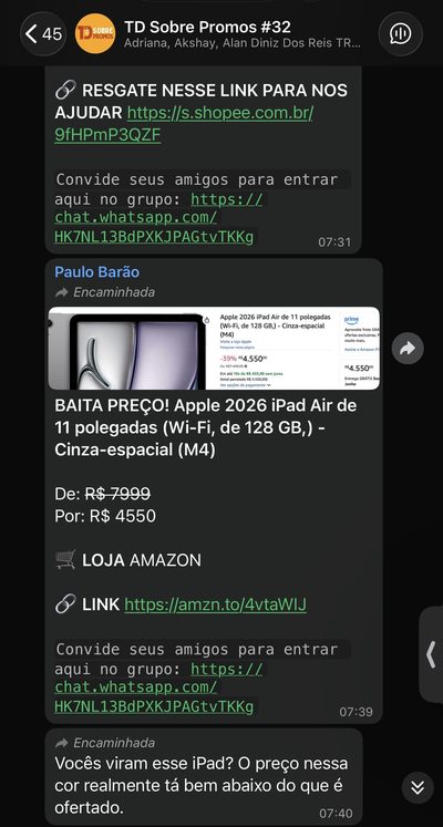 Print oferta iPad Air no grupo